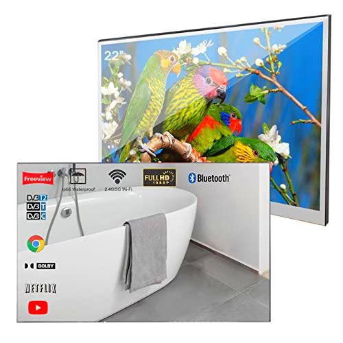 Soulaca - Espejo de 22 pulgadas Smart TV IP66 impermeable para cuarto de baño