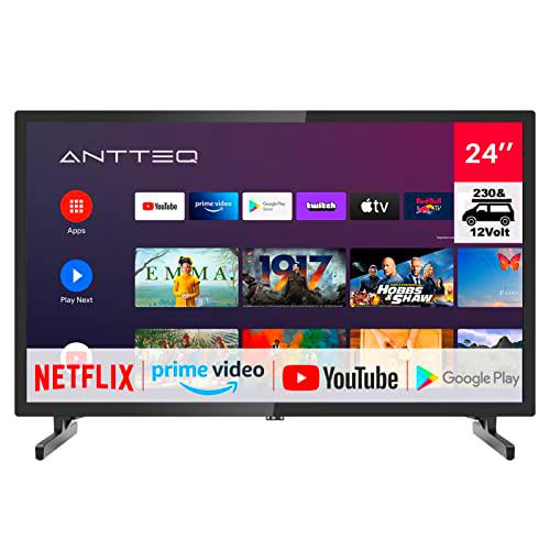 Antteq AG24N1C Android Smart TV de 24 Pulgadas (61 cm) con Adaptador de Coche de 12 V