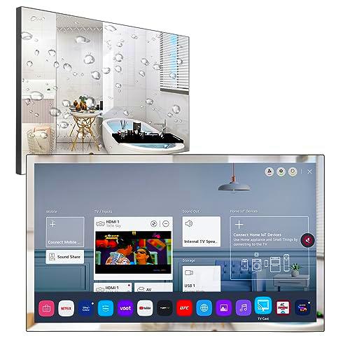 Soulaca Smart TV 4K UHD de 28 Pulgadas para baño,Panel de Espejo Inteligente