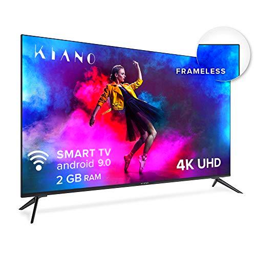 Metal Case Kiano Elegance TV 55&quot; Pulgadas 4K UHD HDR10 (Android TV 9.0 2GB RAM [Televisor 140 cm Frameless Sans Cadre 8GB] Smart TV