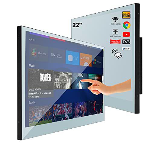 Soulaca TV - Espejo inteligente con pantalla táctil de 22 pulgadas para cuarto de baño IP66