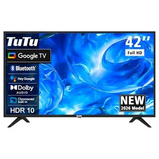 TuTu Smart TV 42 Pulgadas Led HD WiFi Bluetooth Google Televisores con Google Assistant