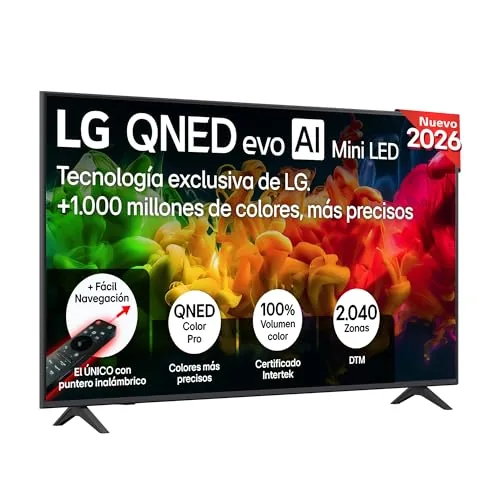 LG 65QNED80B6B - Smart TV QNED EVO AI 65" 4K Sin Reflejos 94%