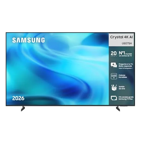 Samsung TV 85 Pulgadas Crystal UHD U8075H 4K Smart TV con Vision AI Companion Processor Dynamic Sound Pack TV Plus