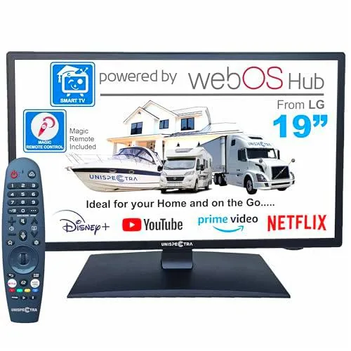 Unispectra ® Smart TV de 19 pulgadas 12v (webOS) ELED HDR 240v 24v 12v TV Freeview & SAT sintonizador