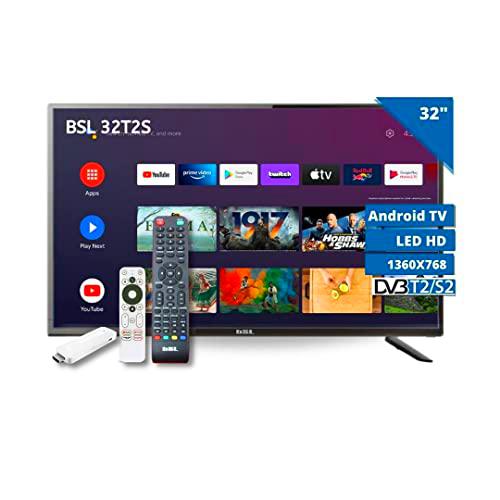 Smart TV 32 Pulgadas BSL-32T2SATV 1366X768 | DVBT2 | DVB-S2 | HDMI x3| Stick ATV Incluido | Control Voz | Chromecast.