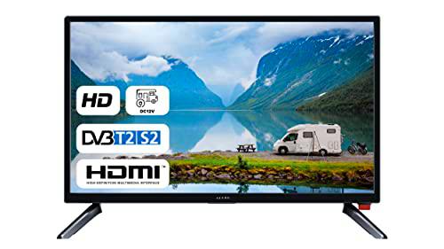 Kiano Slim TV Smart Travel Televisores 24" Pulgadas | LED HD TV Pantalla | Cargador de Coche | HDMI USB | Dolby Audio |Triplo Tuner DVB-T2 | Negro