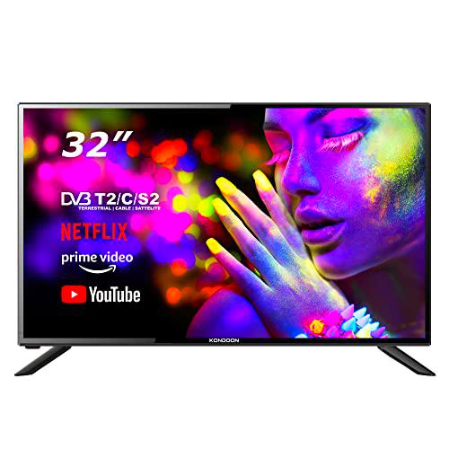 Level KONDOON RS32H-2023 32 Pulgadas Smart TV 80 cm Android televisión HD LED WiFi Netflix Prime Video Youtube Spotify PVR H.265 DVB-T2/C/S2 Quad Core