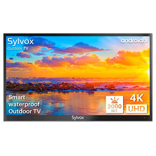 SYLVOX 43inch Outdoor TV,4K HDR Smart TV con Mando a Distancia por Voz,2000nits Dolby Atmos IP55 ImpermeableChromecast,DVB-T2/S2 Soporte Bluetooth&amp;Wi-Fi,178ºÁngulo de visión.