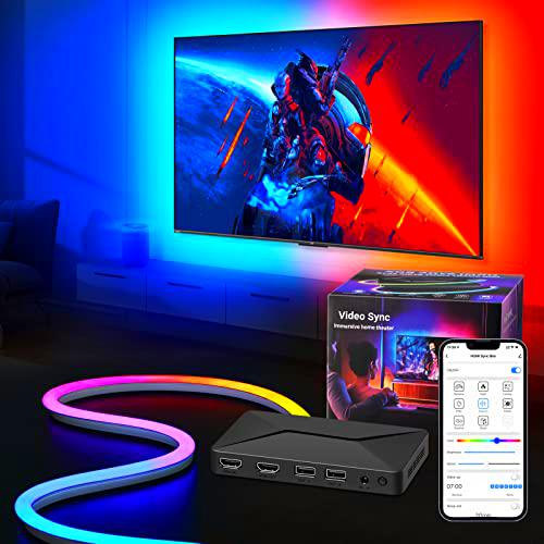 Ehaho Tira LED de retroiluminación para TV con 4 K HDMI Sync Box TV Smart LED Strip Adecuado para pantallas de 55
