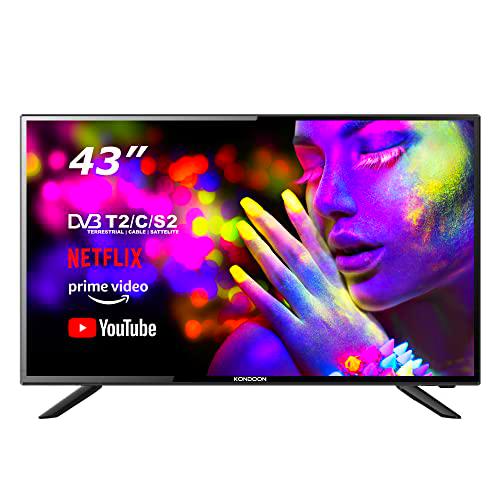 LEVEL KONDOON RS43F-2023 43 Pulgadas Smart TV 109 cm Android televisión FullHD 1080p LED WiFi Netflix Prime Video Youtube Spotify PVR H.265 DVB-T2/S2 Quad Core