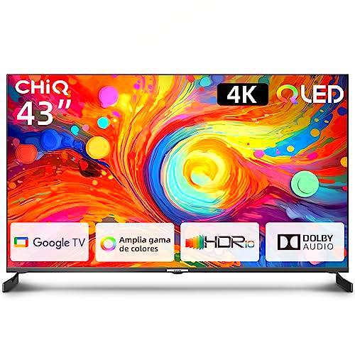 CHiQ - Smart TV 4K QLED de 43 Pulgadas, Panel UHD con Amplia HDR