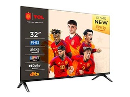 TCL 32SF540-32" FHD Smart TV - HDR &amp; HLG-Dolby Audio-DTS Virtual X/DTS-HD-Metal Bezel-Less-Dual-Band WiFi 5-with Fire OS 7 System