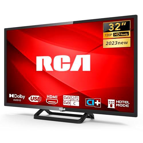 RCA iRB32H4C 32 Pulgadas Televisión LED TV HD Ready Triple Sintonizador (DVB-T/T2-C-S/S2) Dolby Audio HDMI USB Conectar Fire TV Apple TV Monitor para PS5 Xbox Modelo Hotel Dormitorio Salón Hotel Negro