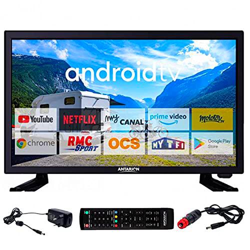 ANTARION - Televisor de 22&quot; (55 cm) Bluetooth Connect Netflix RMC Sport Camping Car Barco 12/24/220V Smart TV LED Android