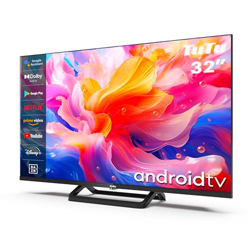 TuTu Smart TV 32 Pulgadas LED HD Android Televisión con Google Assistant