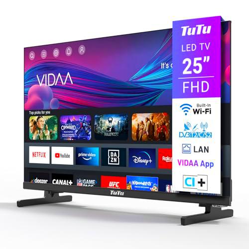 TuTu Smart TV 25 Pulgadas WiFi FHD Televisor con LED Pantalla