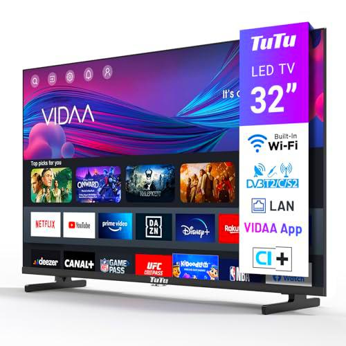 TuTu Smart TV 32 Pulgadas LED HD Televisión con WiFi