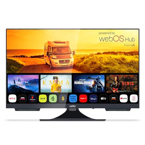 Cello C2424WS Trav 24" Pulgadas Smart Camping Travel TV sin Marco Triple Sintonizador Bluetooth WebOS by LG Pitch Altavoz Disney+ Netflix Autocaravana camión Barco Made in Europe [2024]