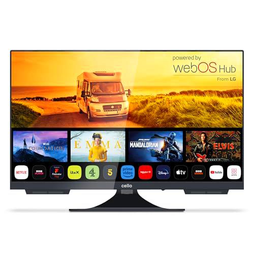 Cello C2224WS Trav 22" Pulgadas Smart Camping Travel TV sin Marco Triple Sintonizador Bluetooth WebOS by LG Pitch Altavoz Disney+ Netflix Autocaravana camión Barco Made in Europe [2024]