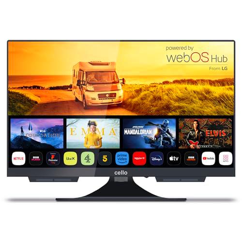Cello C1924WS Trav 19" Pulgadas Smart Camping Travel TV sin Marco Triple Sintonizador Bluetooth WebOS by LG Pitch Altavoz Disney+ Netflix Autocaravana camión Barco Made in Europe [2024]