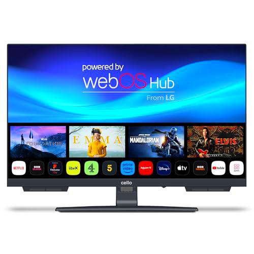 Cello C2224WSH 22" Pulgadas Full HD Smart TV sin Marco Triple Sintonizador (DVB-C/-S2/-T2) Bluetooth WebOS by LG Altavoz Pitch Disney+ Netflix Made in Europe [2024]