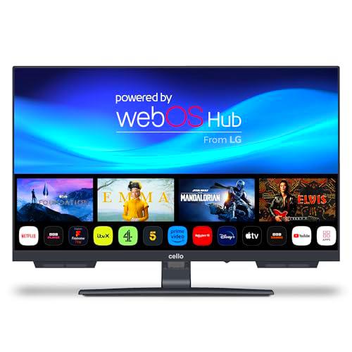 Cello C2424WSH 24" Pulgadas Smart TV sin Marco Triple sintonizador (DVB-C/-S2/-T2) Bluetooth WebOS by LG Altavoz Pitch Disney+ Netflix Fabricado en Europa [2024]