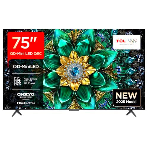 TCL 75Q6C 75" QD-Mini LED TV, 4K HDR Premium 1000nits