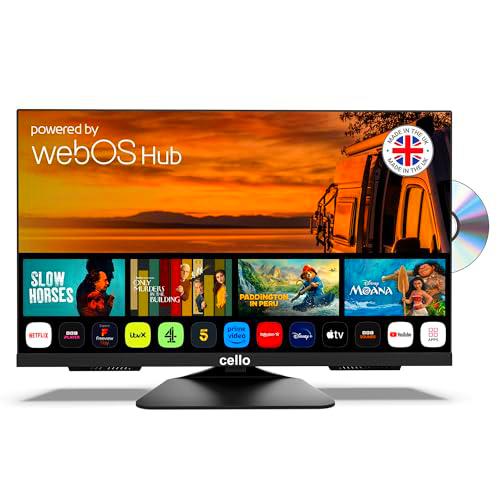 Cello C2425WSF Trav 24&quot; Smart/DVD Camping Travel TV Integrated DVD Player Frameless Triple Tuner Bluetooth WebOS by LG Ideal para Autocaravana Camión Hecho en Europa [2025]