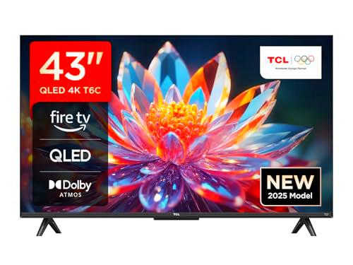 TCL 43T6C 43” QLED 4K HDR TV, Fire TV (Smart TV with Dolby Vision &amp; Atmos
