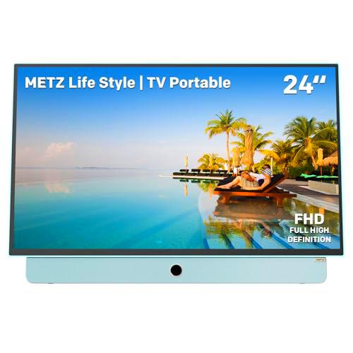 Metz TV portátil de 24 Pulgadas con batería de 3 Horas de duración Companion Series 1080P FHD Smart Google TV