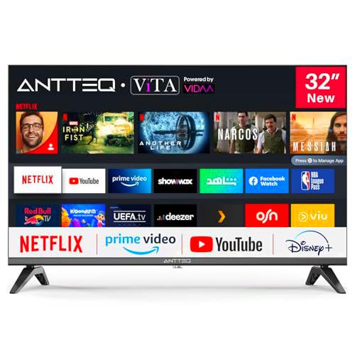 Antteq Vita Smart TV 32 Pulgadas,(Televisores 81cm),Dolby Audio,App Store,Share to TV,Netflix/Youtube/Pluto TV,WiFi,Modelo 2025,V32-AH3Q1L