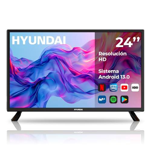 Hyundai Smart TV TFT 24 HTV2400A HD DVBT2-S2 E Negro Android 13.0 Mando con Acceso Directo a Apps Conexión Mi