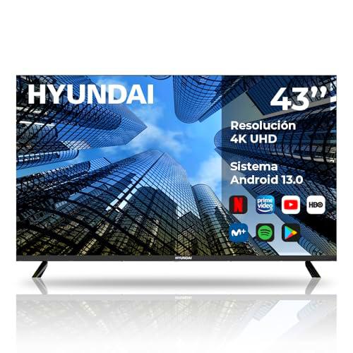 Hyundai Smart TV QLED 43 HTV4300QUA Ultra HD DVBT2-S2 F Negro Android 13.0 Mando con Acceso Directo a Apps