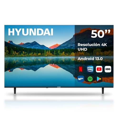 Hyundai Smart TV TFT 50 HTV5000UA Ultra HD DVBT2-S2 E Negro Android 13.0 Mando con Acceso Directo a Apps Conex