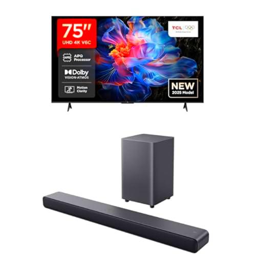 TCL Bundle of 75V6C Direct LED Smart TV, 4K HDR, Google TV (Dolby Audio