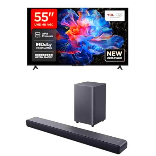 TCL Bundle of 55V6C Direct LED Smart TV, 4K HDR, Google TV (Dolby Audio
