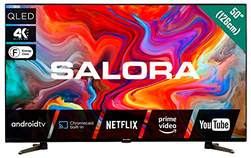 SALORA Smart TV QLED 4K de 50 Pulgadas | Android TV 4K Ultra HD con Dolby Vision