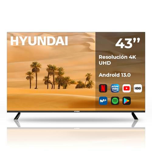 Hyundai Smart TV TFT 43 HTV4300UA Ultra HD DVBT2-S2 F Negro Android 13.0 Mando con Acceso Directo a Apps Conex