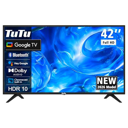 TuTu Smart TV 42 Pulgadas Led HD WiFi Bluetooth Google Televisores con Google Assistant