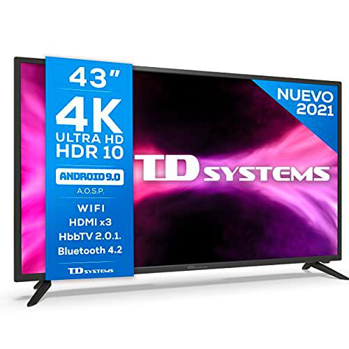 TD Systems K43DLG12US - Televisores Smart TV 43 Pulgadas 4k UHD Android 9.0 y HBBTV