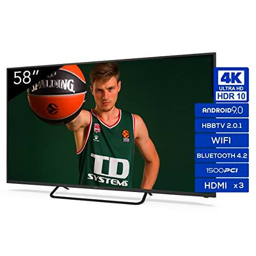 Televisiones Smart TV 58 Pulgadas 4k UHD Android 9.0 y HBBTV