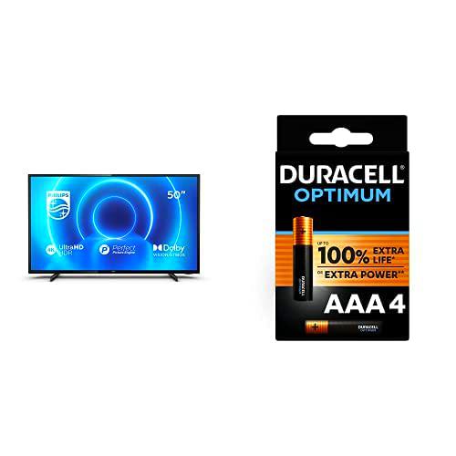 TELEVISOR PHILIPS 50" (126cm) Smart TV LED 4K UHD HDR 10+ P5 Picture Engine DVB-T/T2/T2-HD/C/S/S2 3HDMI 2USB + Duracell
